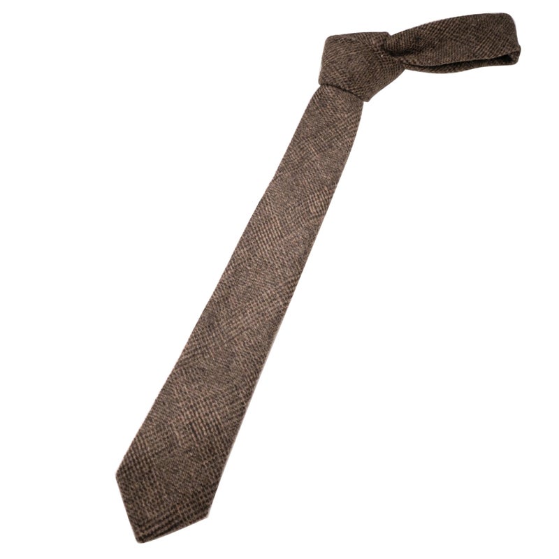 JEMYGINS 2.4" Cotton Necktie Brown Mens Cashmere Wool Skinny Tie (17) - Image 2